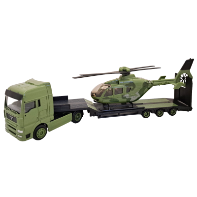 Игрушечный военный тягач с вертолётом набор в масштабе 1:64