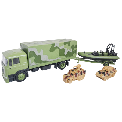 Грузовик MAN игрушечный военный с лодкой с прицепом набор в масштабе 1:64