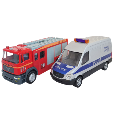Игрушечные пожарная и полицейская машины, набор в масштабе 1/64
